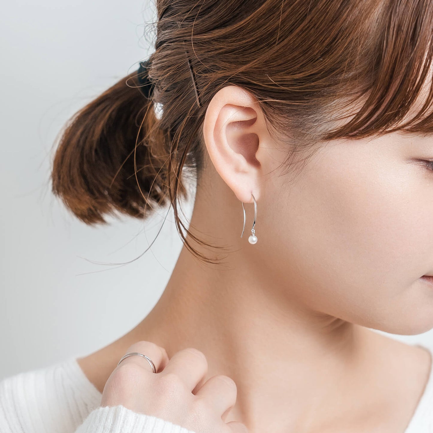 Pt900 アコヤパール フックピアス(4mm)|43-8016