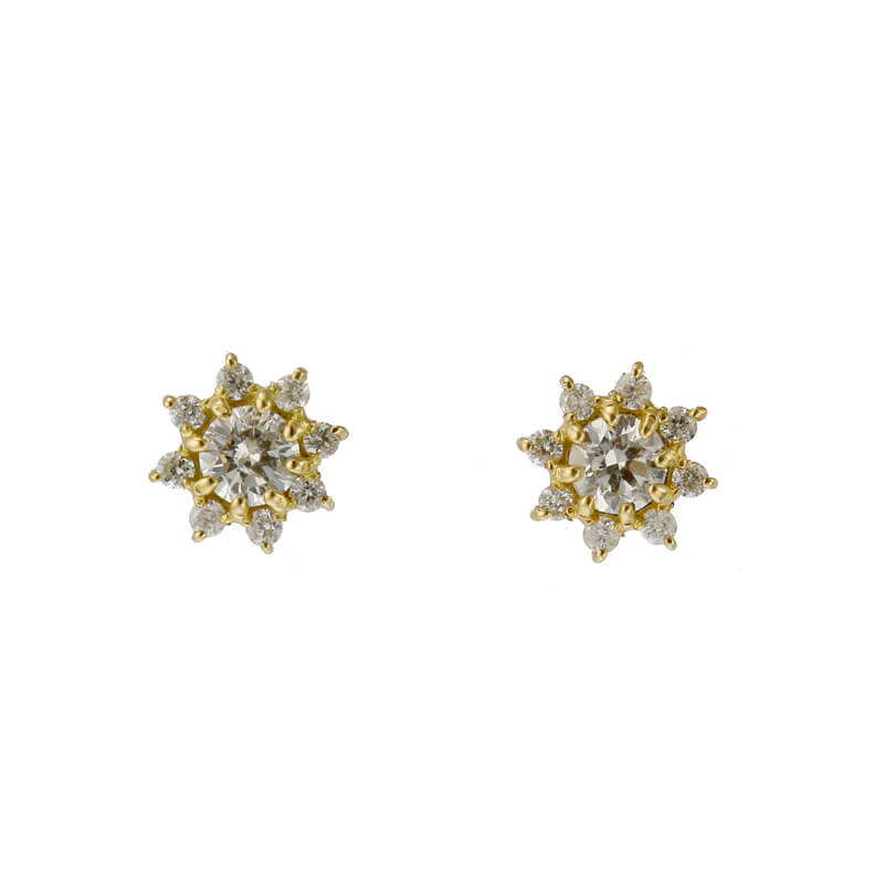 K18 誕生石×ダイヤモンド スタッドピアス (4月:ダイヤモンド)❘ 96-3043