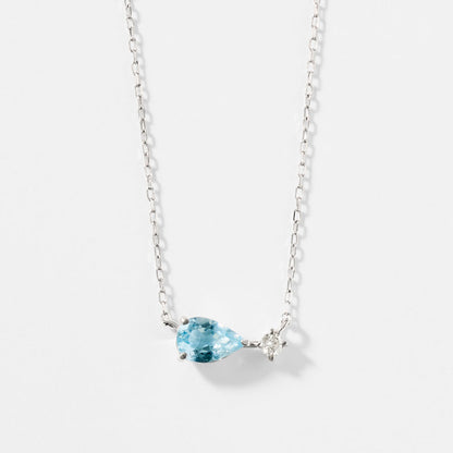 【2026 Summer Collection】K10WG アクアマリン＆ダイヤモンド ネックレス｜60-9346
