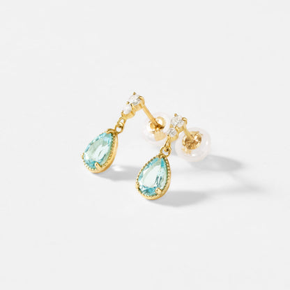 【2026 Summer Collection】K10 アクアマリン＆ダイヤモンド ピアス｜41-3171