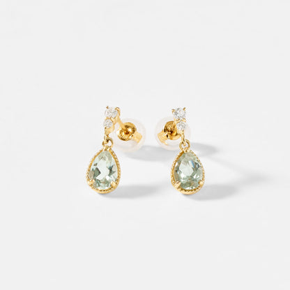 【2026 Summer Collection】K10 グリーンアメジスト＆ダイヤモンド ピアス｜41-3172