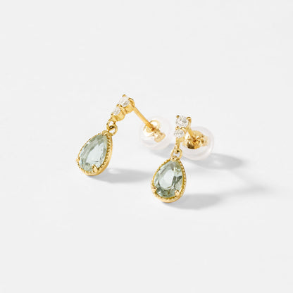 【2026 Summer Collection】K10 グリーンアメジスト＆ダイヤモンド ピアス｜41-3172