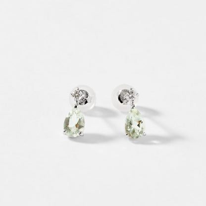 【2026 Summer Collection】K10WG グリーンアメジスト＆ダイヤモンド ピアス｜41-3174