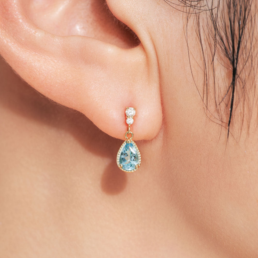 【2026 Summer Collection】K10 アクアマリン＆ダイヤモンド ピアス｜41-3171