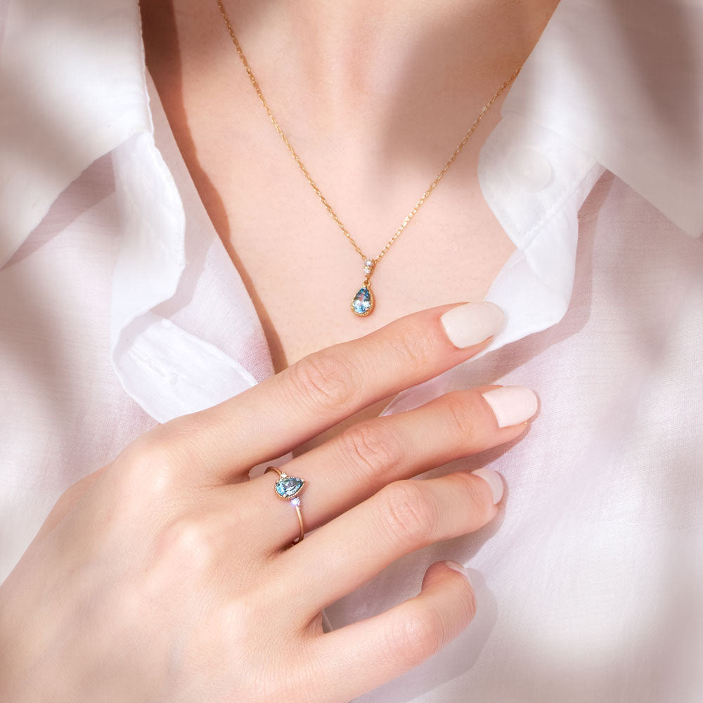 【2026 Summer Collection】K10 アクアマリン＆ダイヤモンド ネックレス ｜60-9332