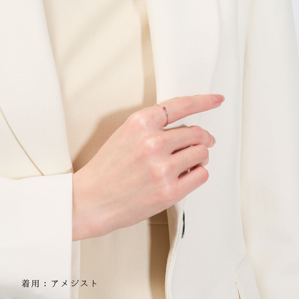 K10 誕生石 マーキスリング（2月：アメジスト）｜36-2132
