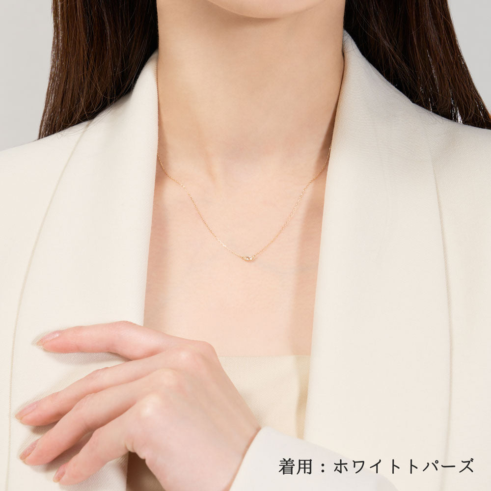 K10 誕生石 マーキスネックレス（4月：ホワイトトパーズ）｜63-8004