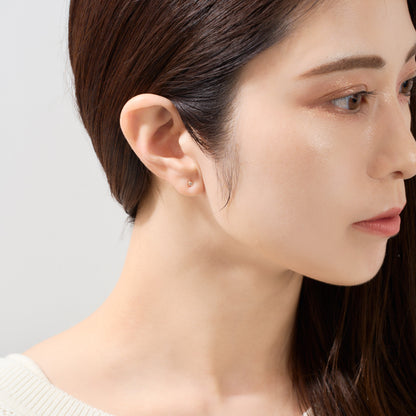 【片耳】K10 一粒 誕生石 サークル スタッドピアス （4月：ダイヤモンド）❘ 43-1484