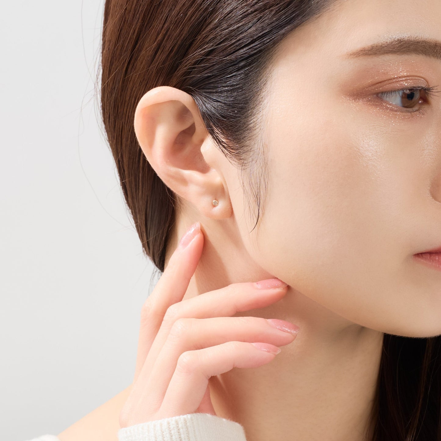 【片耳】K10 一粒 誕生石 サークル スタッドピアス （4月：ダイヤモンド）❘ 43-1484