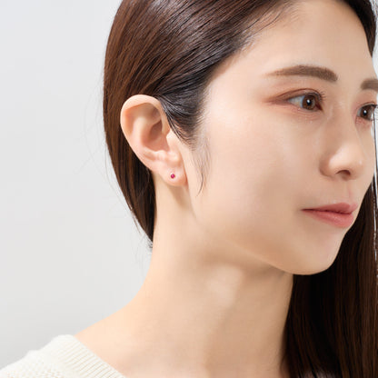 【片耳】K10 一粒 誕生石 サークル スタッドピアス （7月：ルビー）❘ 43-1487