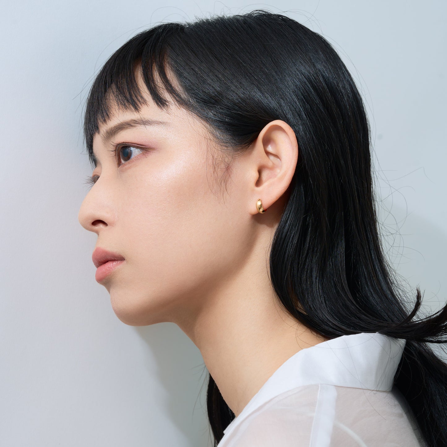 【片耳】K18 月甲 フープピアス（10×5） ❘ 43-1476