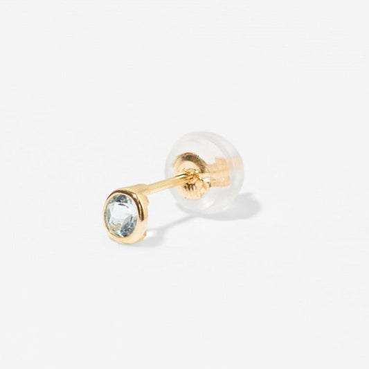 【片耳】K10 一粒 誕生石 サークル スタッドピアス （3月：アクアマリン）❘ 43-1483