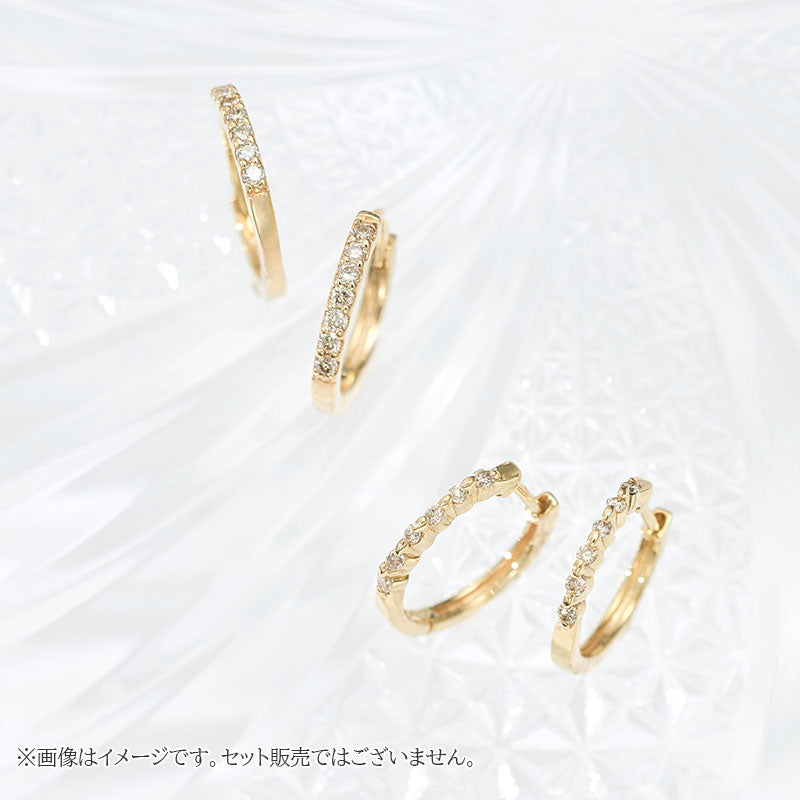 K10 ダイヤモンド 計0.08ct フープピアス｜43-1496