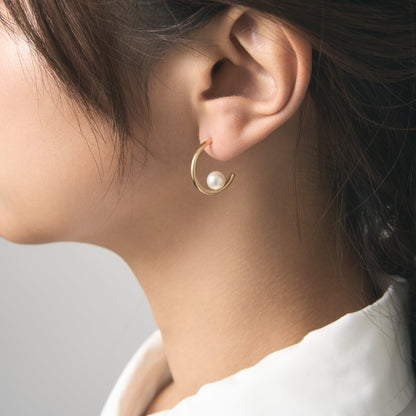 K18 パール フープピアス