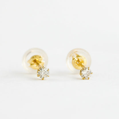 K18 一粒ダイヤモンド スタッドピアス 計0.1ct | 43-7727