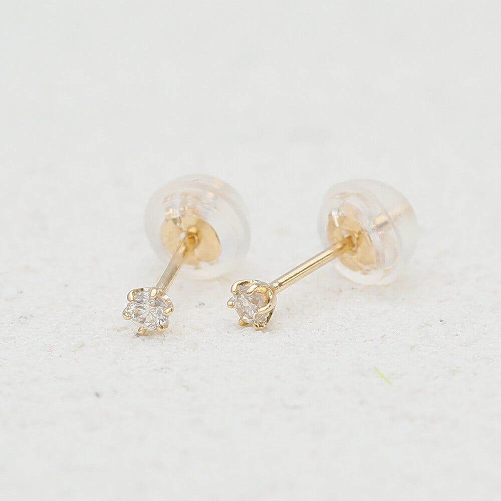 K10 一粒ダイヤモンド スタッドピアス 計0.06ct（YG/PG）| 43-7786-7787