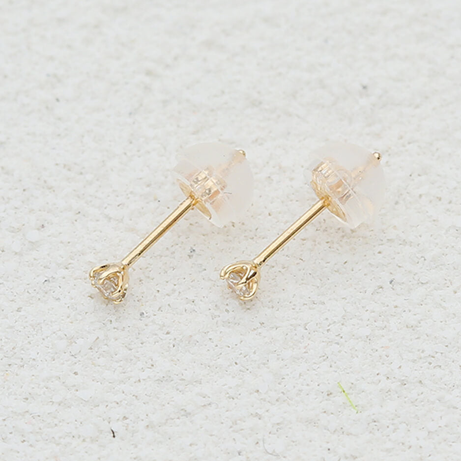 K10 一粒ダイヤモンド スタッドピアス 計0.06ct（YG/PG）| 43-7786-7787