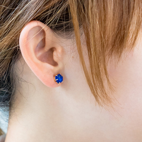 【受注生産】K10 ラピスラズリ ヘキサゴン ピアス | 43-7926