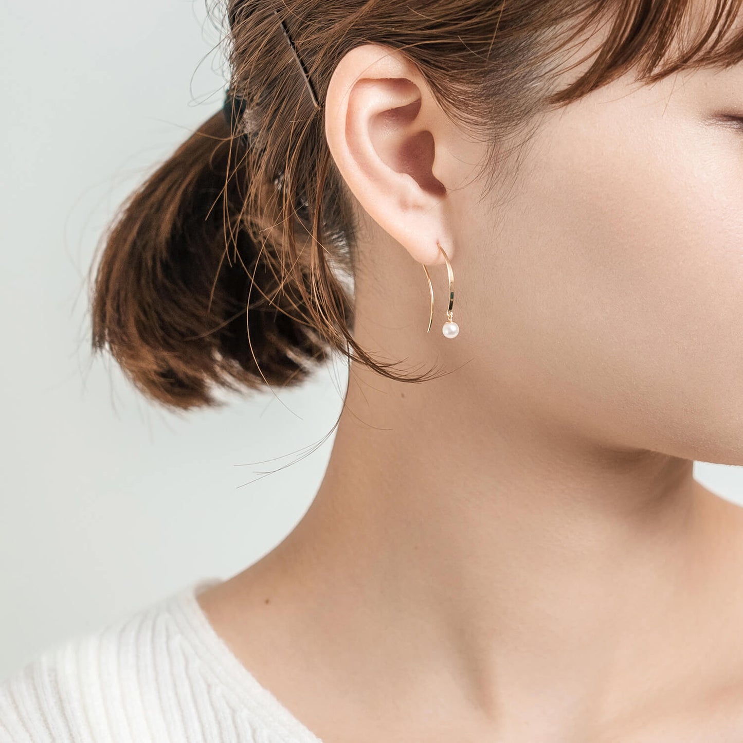 K18 アコヤパール フックピアス（4mm）｜43-8017