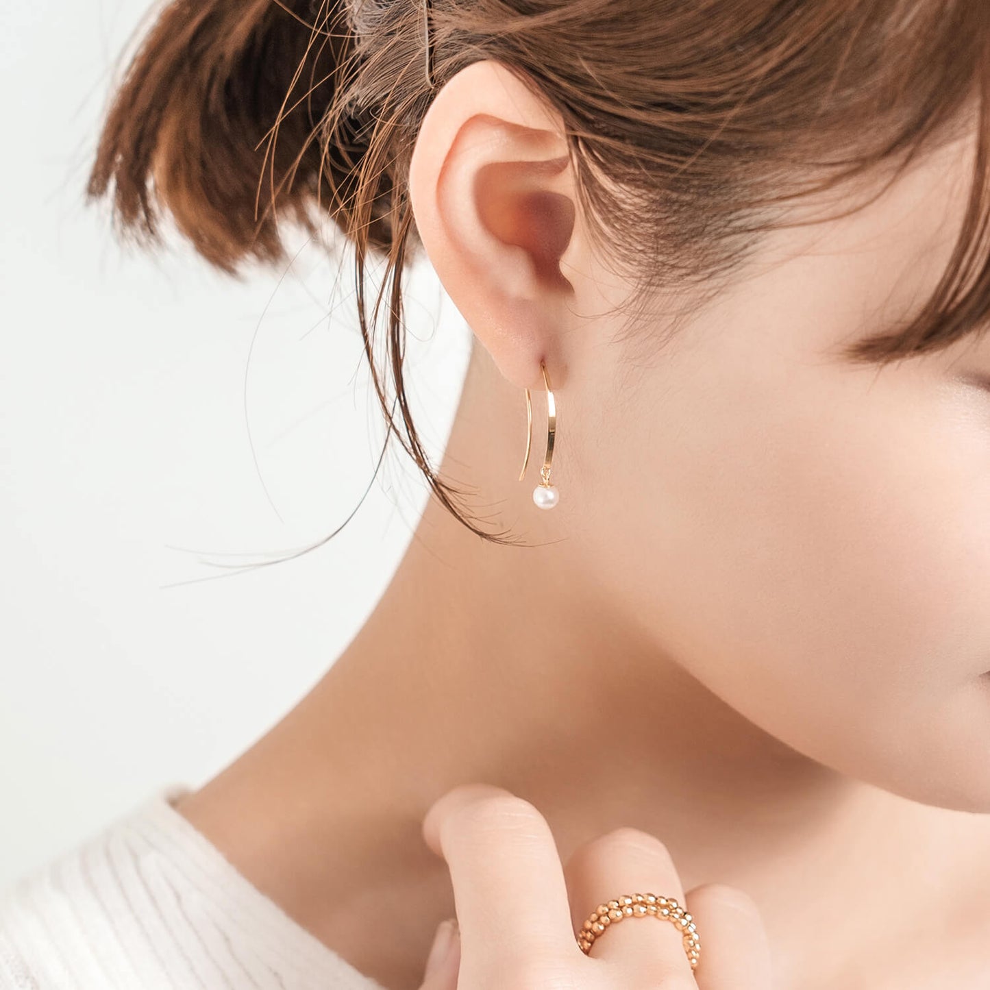 K18 アコヤパール フックピアス（4mm）｜43-8017