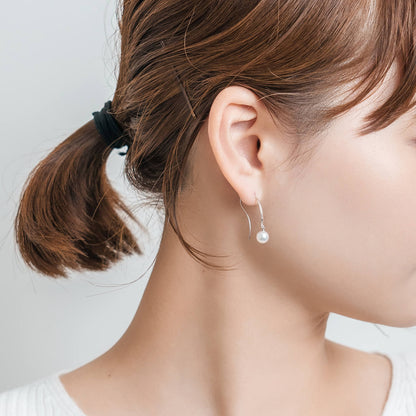 Pt900 アコヤパール フックピアス（6mm）｜43-8018