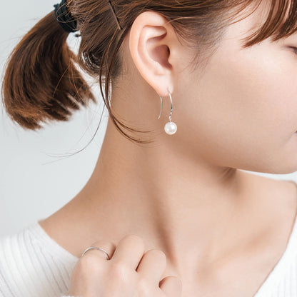 Pt900 アコヤパール フックピアス（8mm）｜43-8036