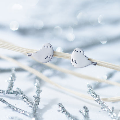 【受注生産】K10WG シマエナガ ピアス ❘ 43-8442