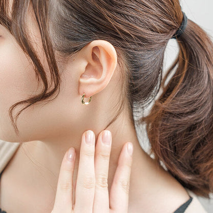 【片耳】SV925 地金 デザイン フープピアス（03-W/Y）｜ 44-1554-1555