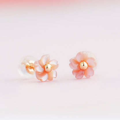 K10 フラワーシェル スタッドピアス（ピンク）｜46-7653
