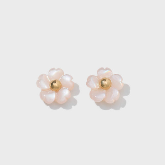 K10 フラワーシェル スタッドピアス（ピンク）｜46-7653