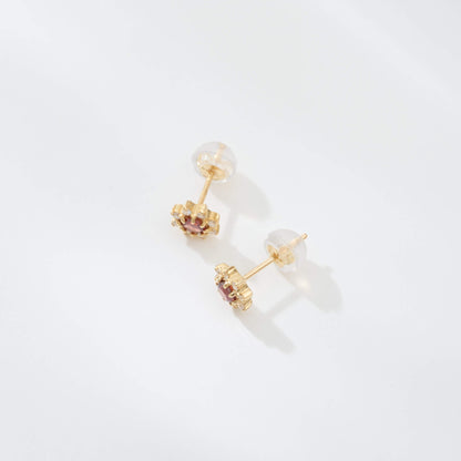 K18 誕生石×ダイヤモンド スタッドピアス （1月：ガーネット）❘ 96-3040