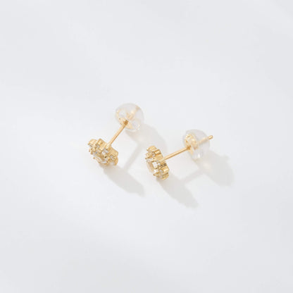 K18 誕生石×ダイヤモンド スタッドピアス （6月：ムーンストーン）❘ 96-3045