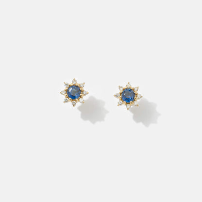 K18 誕生石×ダイヤモンド スタッドピアス （9月：サファイア）❘ 96-3048