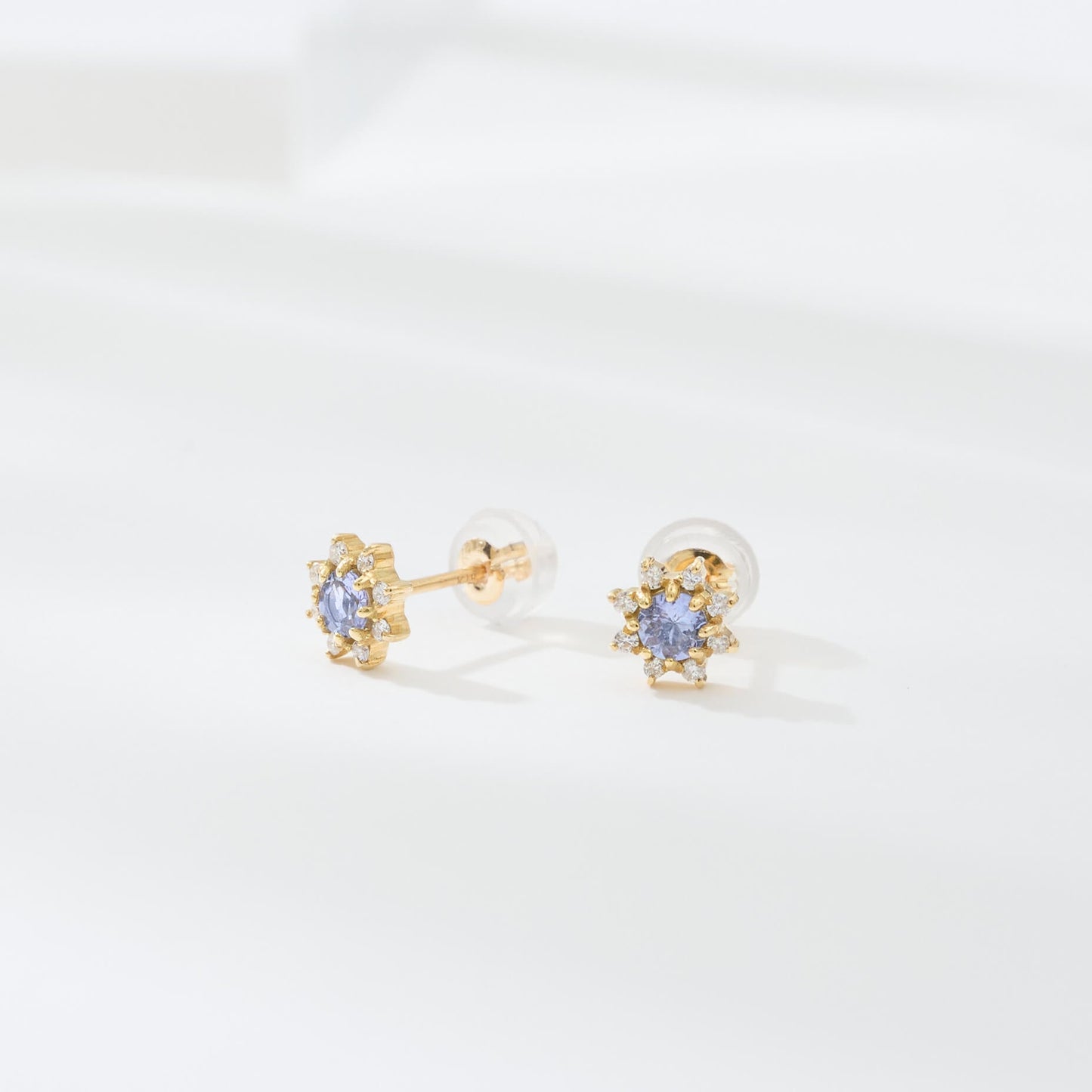 【受注生産】K18 誕生石×ダイヤモンド スタッドピアス （12月：タンザナイト）❘ 96-3051