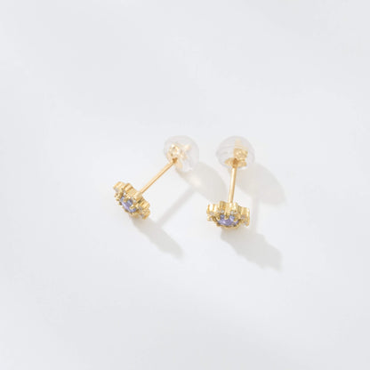 【受注生産】K18 誕生石×ダイヤモンド スタッドピアス （12月：タンザナイト）❘ 96-3051