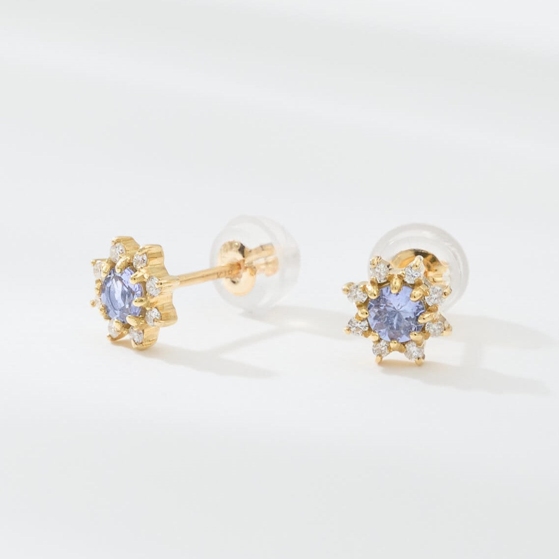 【受注生産】K18 誕生石×ダイヤモンド スタッドピアス （12月：タンザナイト）❘ 96-3051