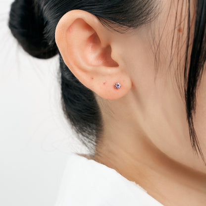 K18 誕生石 スタッドピアス 3mm（2月：アメジスト）｜96-3172