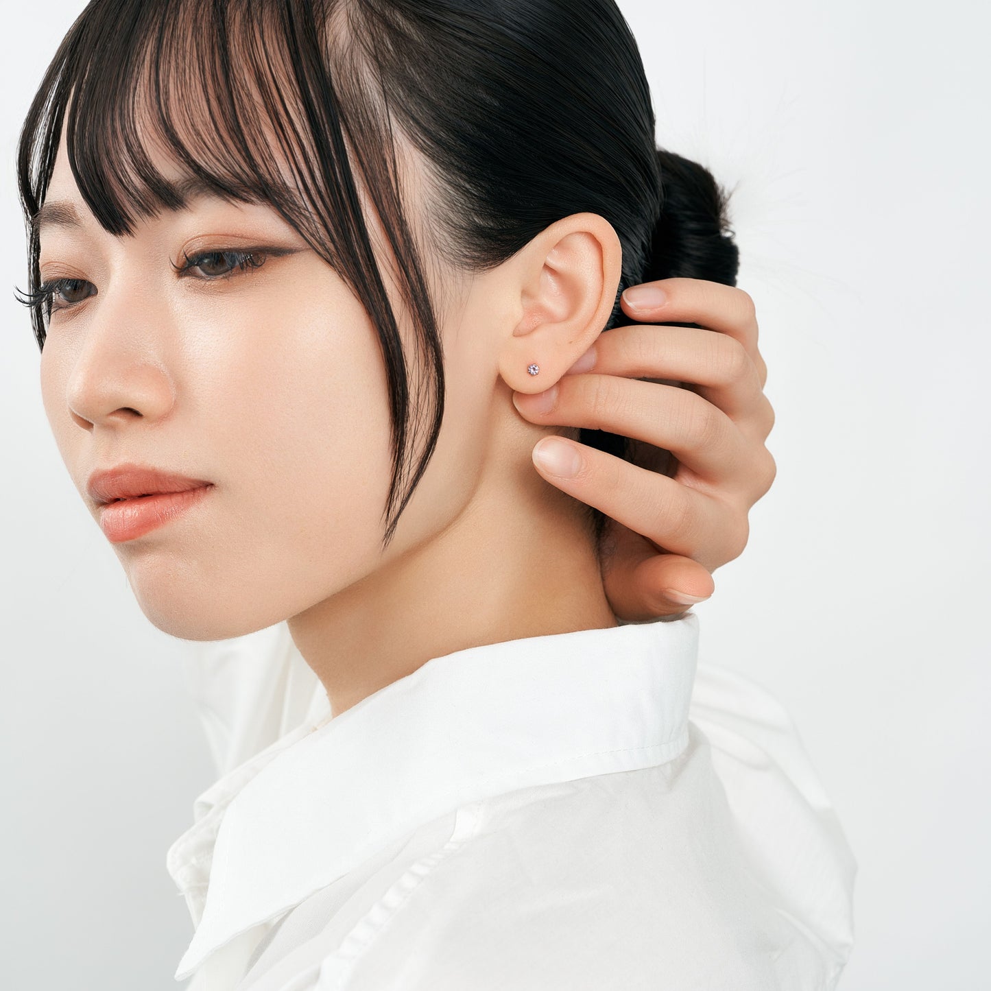 K18 誕生石 スタッドピアス 3mm（2月：アメジスト）｜96-3172