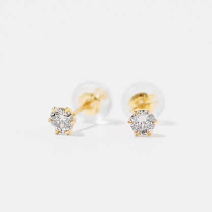 K18 誕生石 スタッドピアス 3mm（4月：ダイヤモンド）｜96-3174