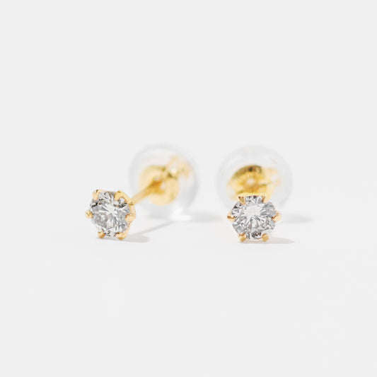 K18 誕生石 スタッドピアス 3mm（4月：ダイヤモンド）｜96-3174