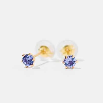 K18 誕生石 スタッドピアス 3mm（12月：タンザナイト）｜96-3182