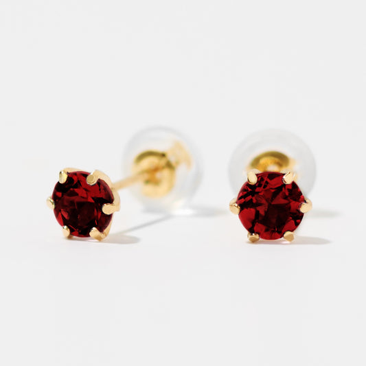K18 誕生石スタッドピアス  4mm （1月：ガーネット）｜96-3201