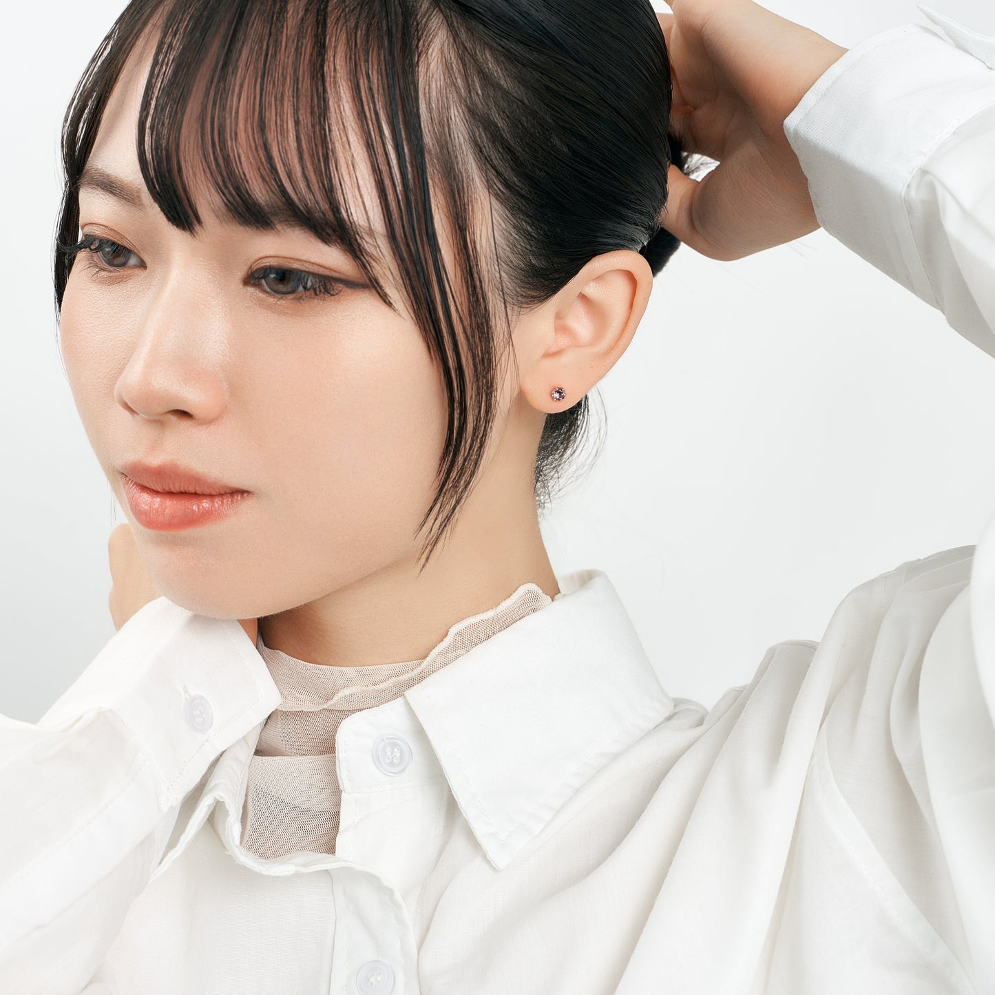 K18 誕生石 スタッドピアス 4mm（2月：アメジスト）｜96-3202