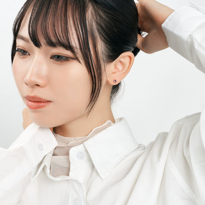K18 誕生石 スタッドピアス 4mm（2月：アメジスト）｜96-3202