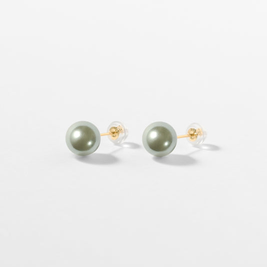 K10 カラーシェルパール スタッドピアス（8mm/グリーン）| 96-6934