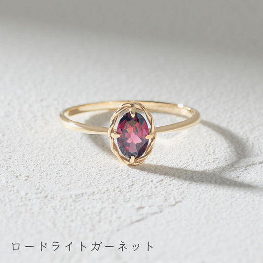【受注生産】K10 ツイストリング(ロードライトガーネット）｜36-2511