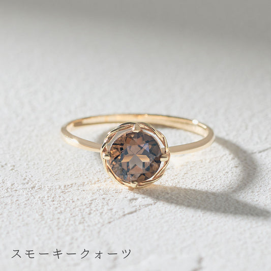 【受注生産】K10 ツイストリング(スモーキークォーツ）｜36-2505