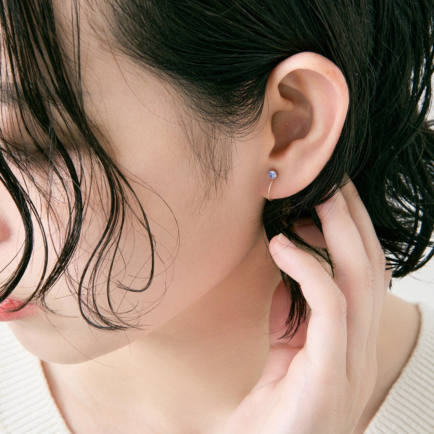 K10 誕生石 イヤリング（12月：タンザナイト）| 55-7092