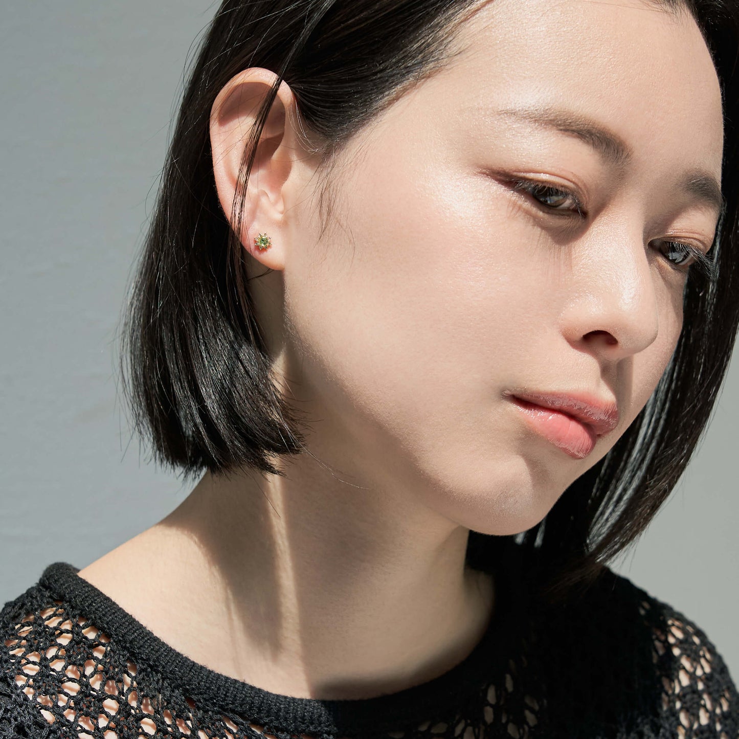 【受注生産】K18 誕生石×ダイヤモンド スタッドピアス （8月：ペリドット）❘ 96-3047