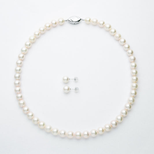 【受注生産】アコヤパールネックレス＆イヤリングorピアス セット | 63-8064-8065